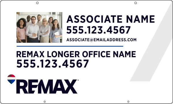 Reflective Hanging Associate Name w Team Photo Sign Panel, 18h x 30w, Steel